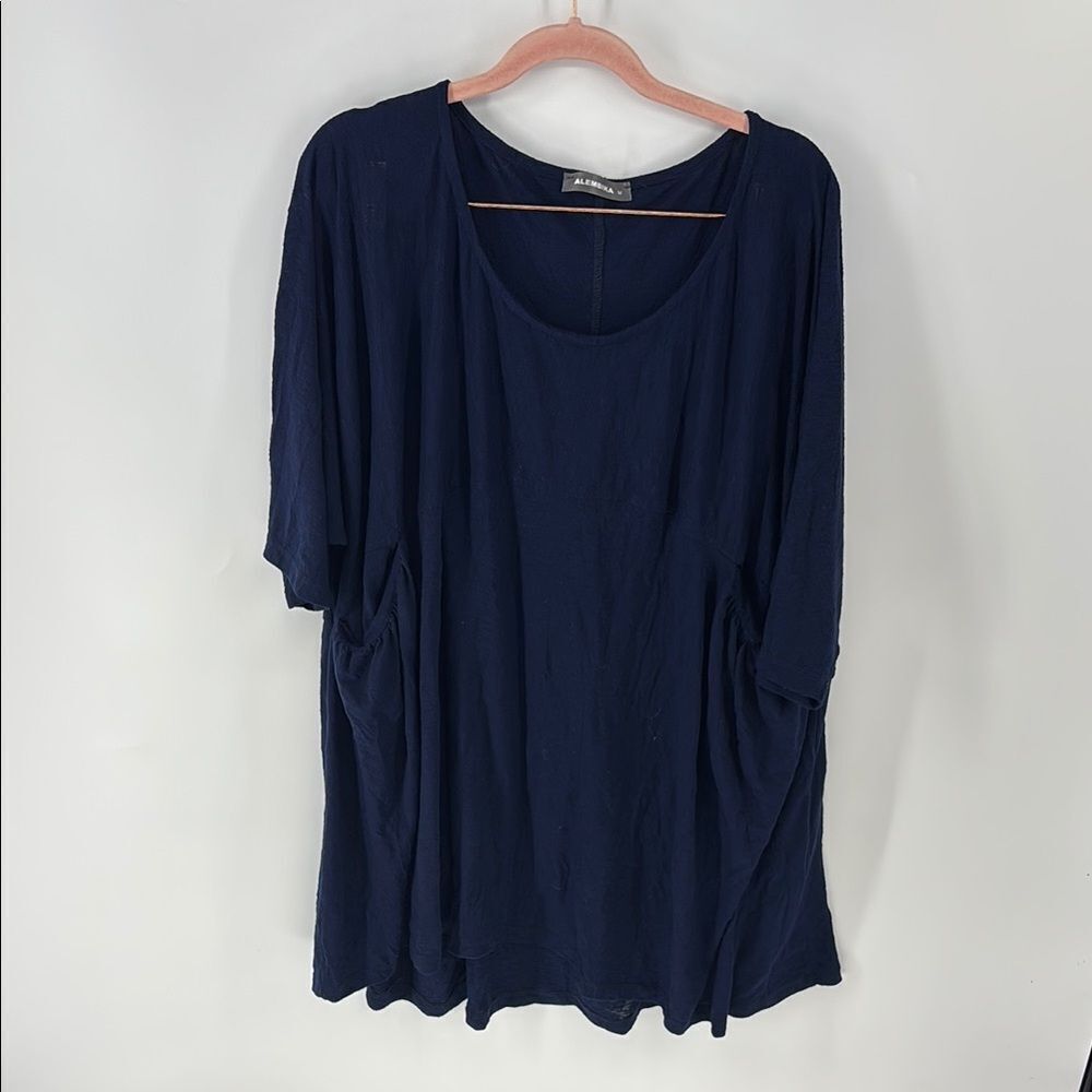 Alembika lagenlook Blue Oversized 3/4 Sleeve light t shirt Dress women n